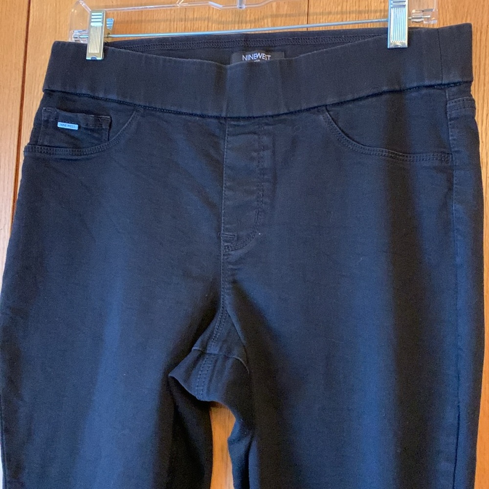 Nine West Black size 10 pull on skinny pants stretchy high rise wide waistband - Picture 4 of 10